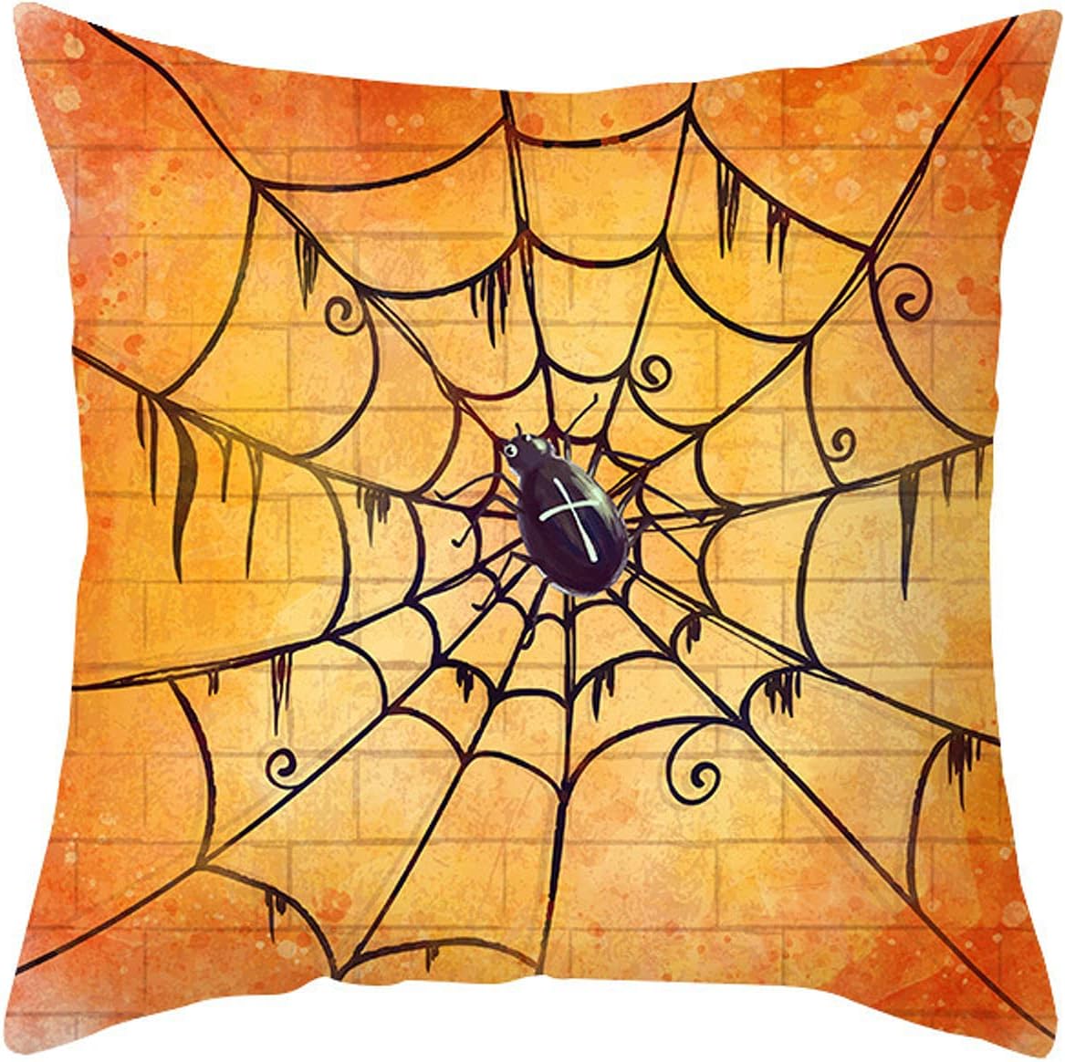 ハロウィン クッションカバー オレンジ 座布団カバー ハッピーハロウィン ソファー ベッド 座布団カバー デコレーション A 45x45cm Hypnoticcharisma