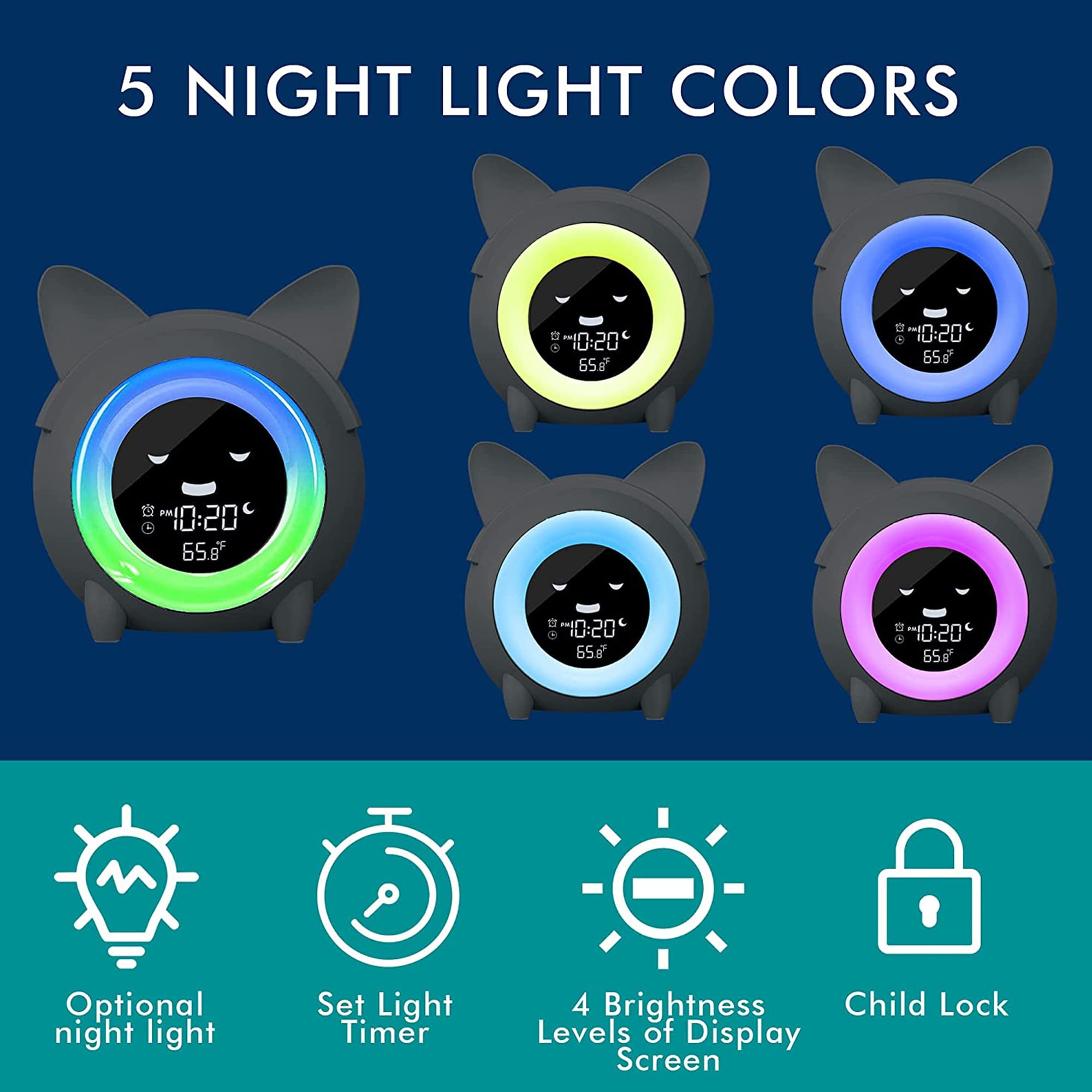 Iu00b7CODE Time To Wake Kids Alarm Clock, Toddler Sleep Training Clock With Night Light & Nap Timer,Gift For 2-10 Years Old Children Boys Girls