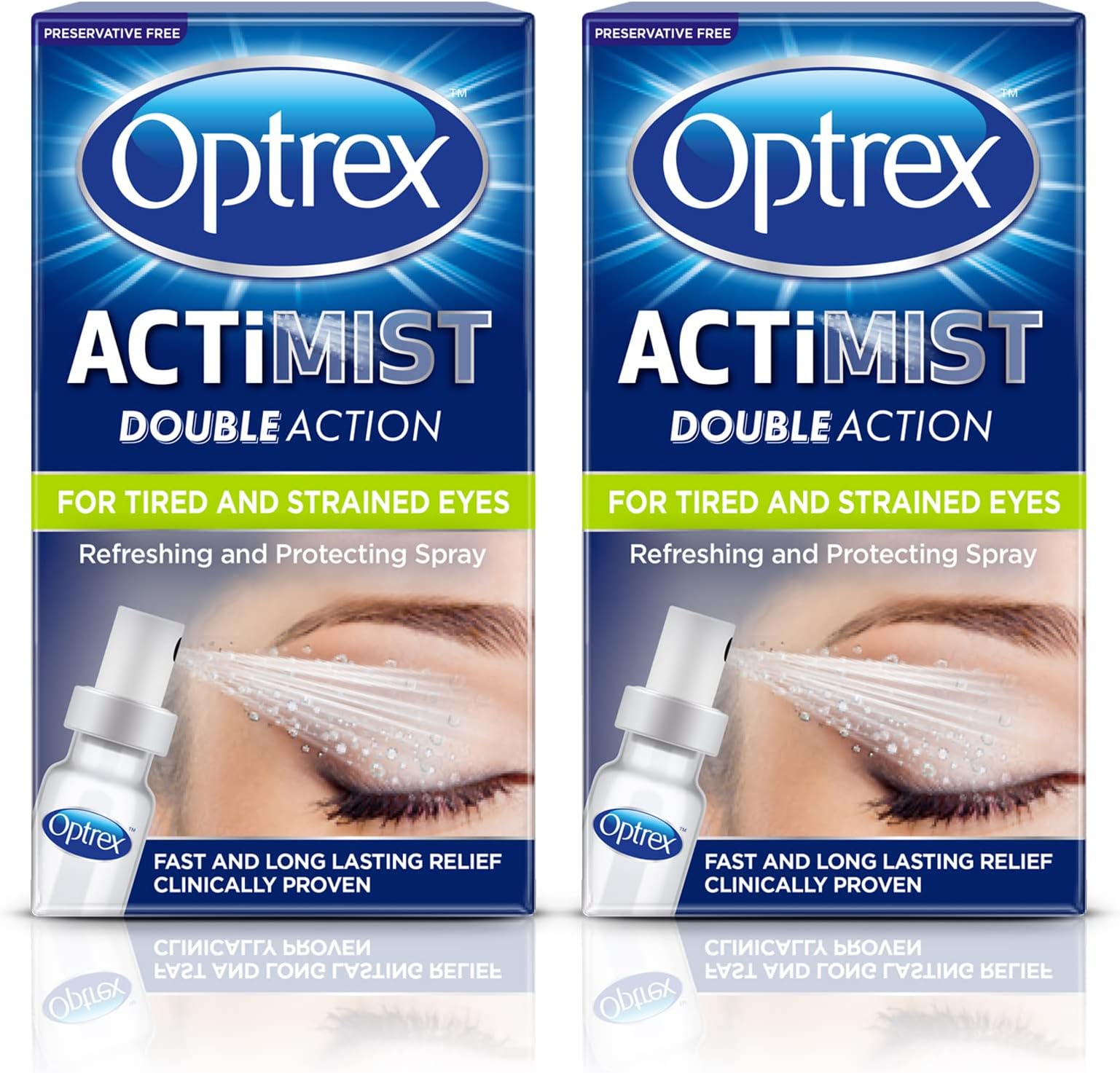 Actimist Double Action, Tired & Strained Eyes, Refreshing & Protecting Spray, Suitable for Dry Eyes 10ml (Pack of 2, 20ml)