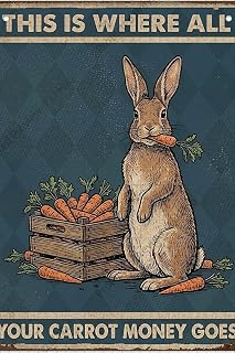 Cute Brown Bunny Holding Carrot Beside Crate Vintage Style Illustration Wooden Jigsaw Puzzle 500 Pieces for Adults Farmhouse Kitchen Wall Decor Funny Grocery Budget Humor Gift Animal Lovers