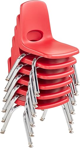 Miniatura 629 de Factory Direct Partners 10355-BL Silla escolar apilable de 10 pulgadas, asiento apilable para estudiantes con patas de acero cromado y rodamientos