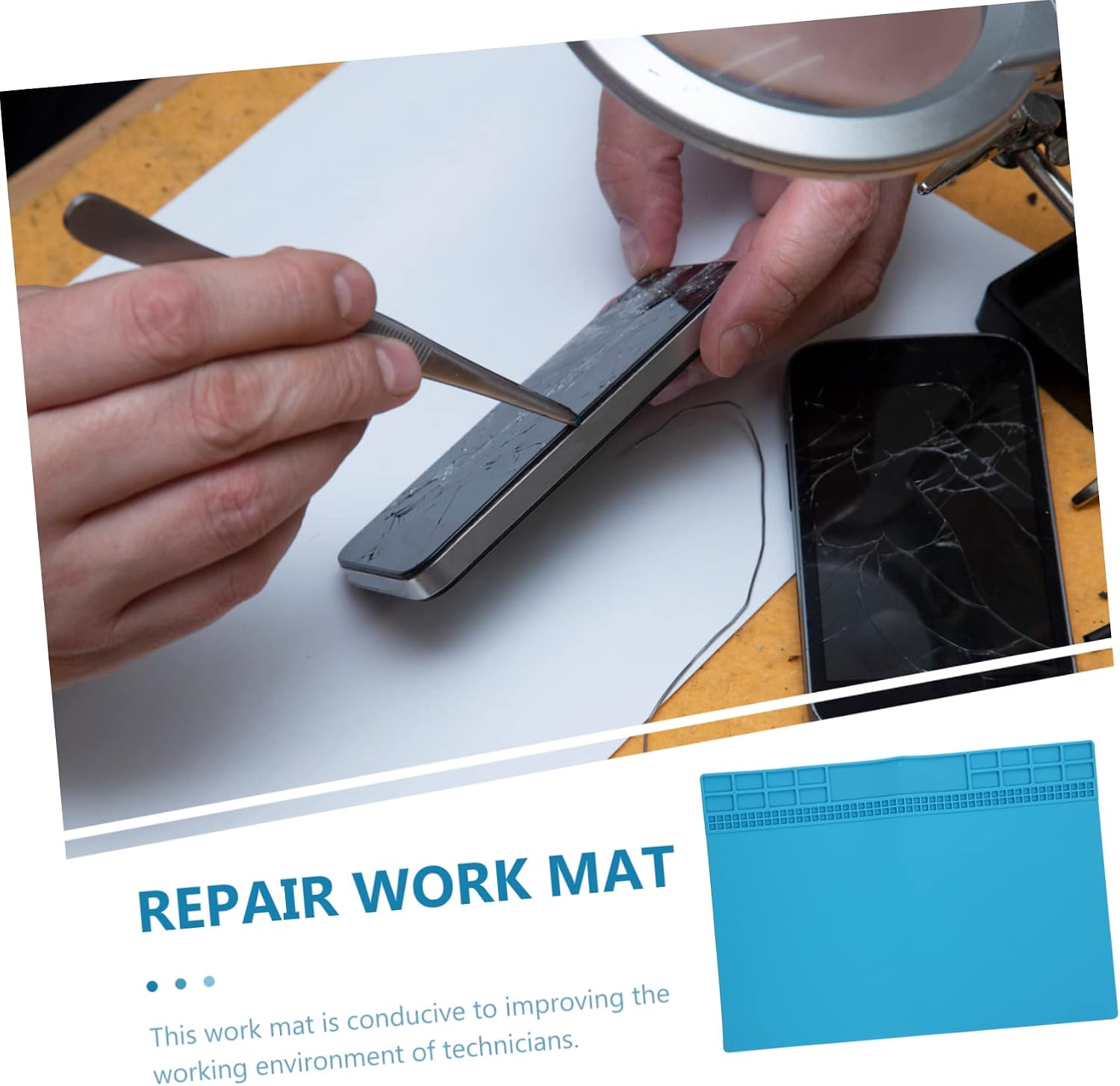 DOITOOL Magnetic Silicone Electronics Repair Mat Heat-Resistant Work Mat for Soldering Non-Slip Design for Computer Phone and Watch Repair 1 Piece