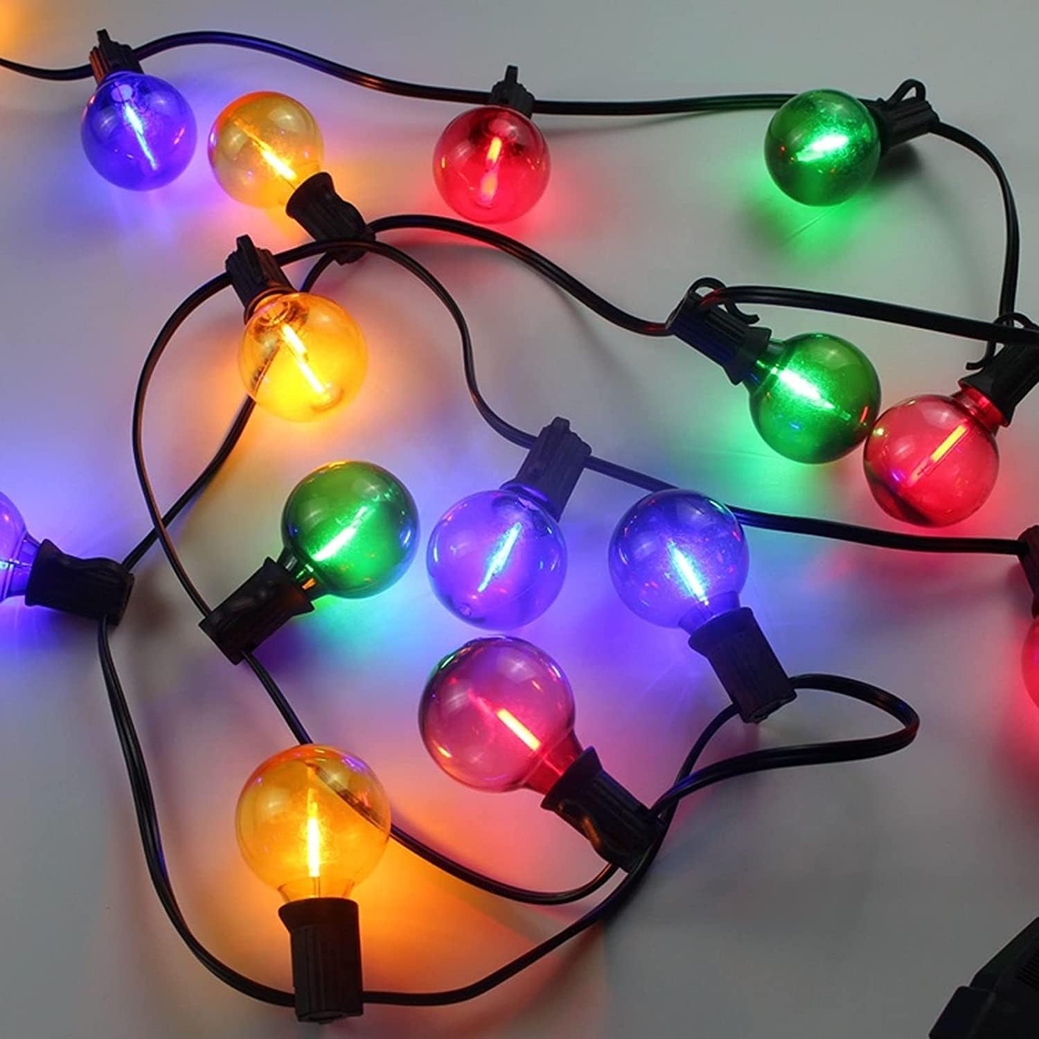 15 Pack G40 LED Christmas Replacement Bulbs 1W Shatterproof G40 Globe Light Bulbs for Outdoor String Lights E12 Candelabra Base LED Edison Filament Bulbs for Outdoor Patio Home Decor(Purple)