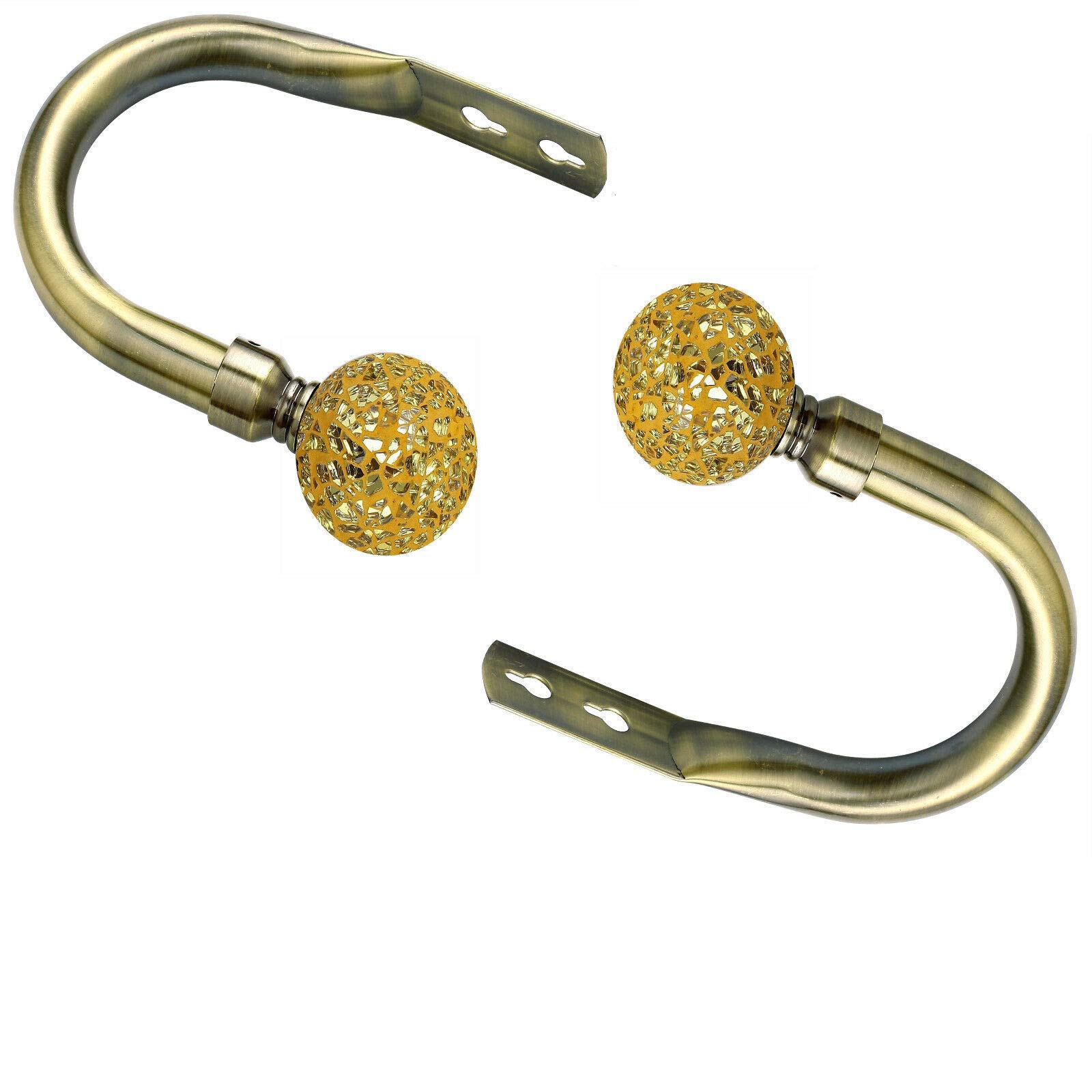 Viceroy Bedding ['Antique Brass'] Mosaic Ball Pair Of Matching Holdback To Stunning Curtain Poles (Antique Brass, Pair Of Holdback)