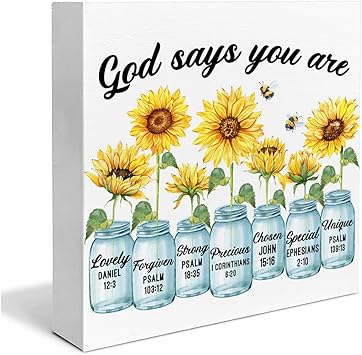 Amazon.com: Inspirational Bible Verse Wooden Box Sign Christian Home ...