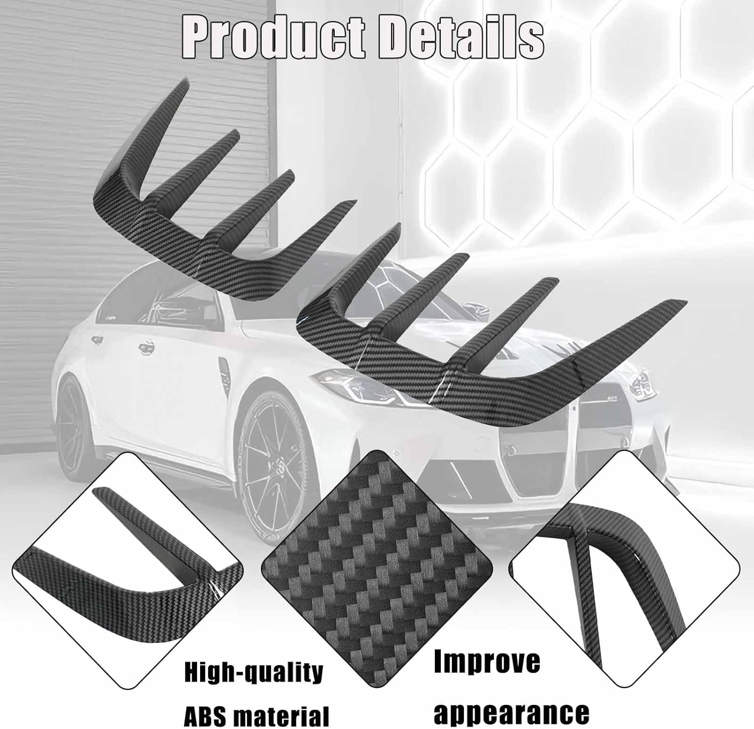 A Pair Engine Hood Trim for BMW M3 M4 G80 G82 G83 2021-2025 Hood Air Vent Trim Cover ABS Plastic(Carbon Fiber Painted)