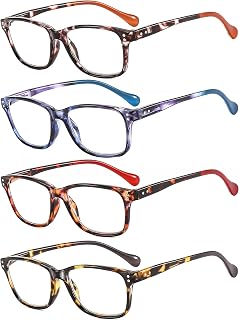 Melrose 4pcs Fashion Ladies Reading Glasses Personality Blue Light Blocking Glasses Frame Transparent Reading Computer (4pcs C2+C3+C4+C5, 4, multiplier_x)