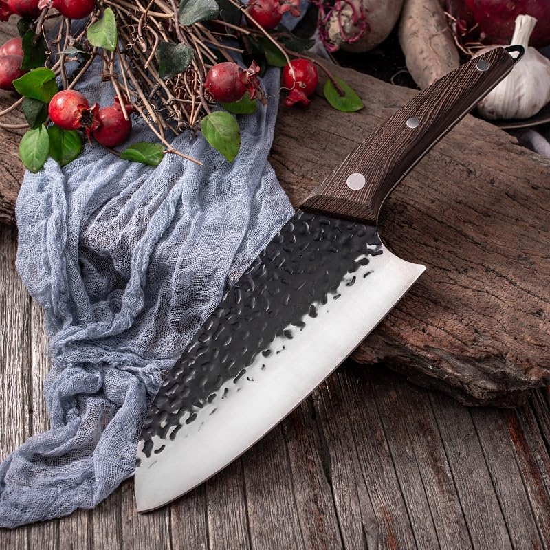 Meat Cleaver,Cleaver Knife 5Cr15Mov Steel Forged Kitchen Knives Chef Meat Fruit Cutter Knife Cleaver Professional Butcher Cooking Tools