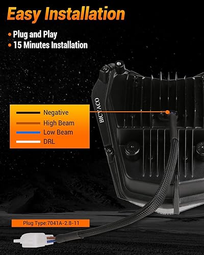 Miniatura 11 de BICYACO Faro delantero LED de motocicleta de 7 pulgadas con luces antiniebla de 4.5 pulgadas, aprobado por DOT SAE, compatible con Harley Davidson