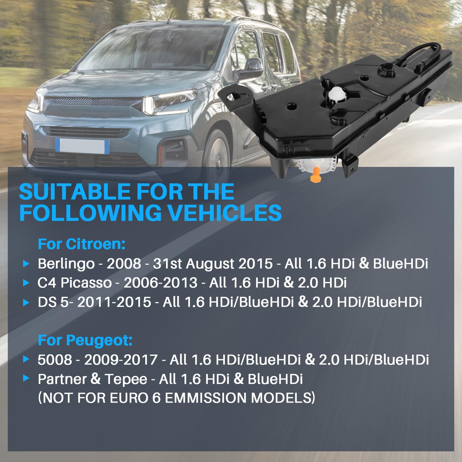 Réservoir de carburant additif réservoir de liquide DPF Remplacement pour Berlingo C4 Picasso DS5 Partner Tepee Accessoire Voiture # 9672419980 1500.PJ