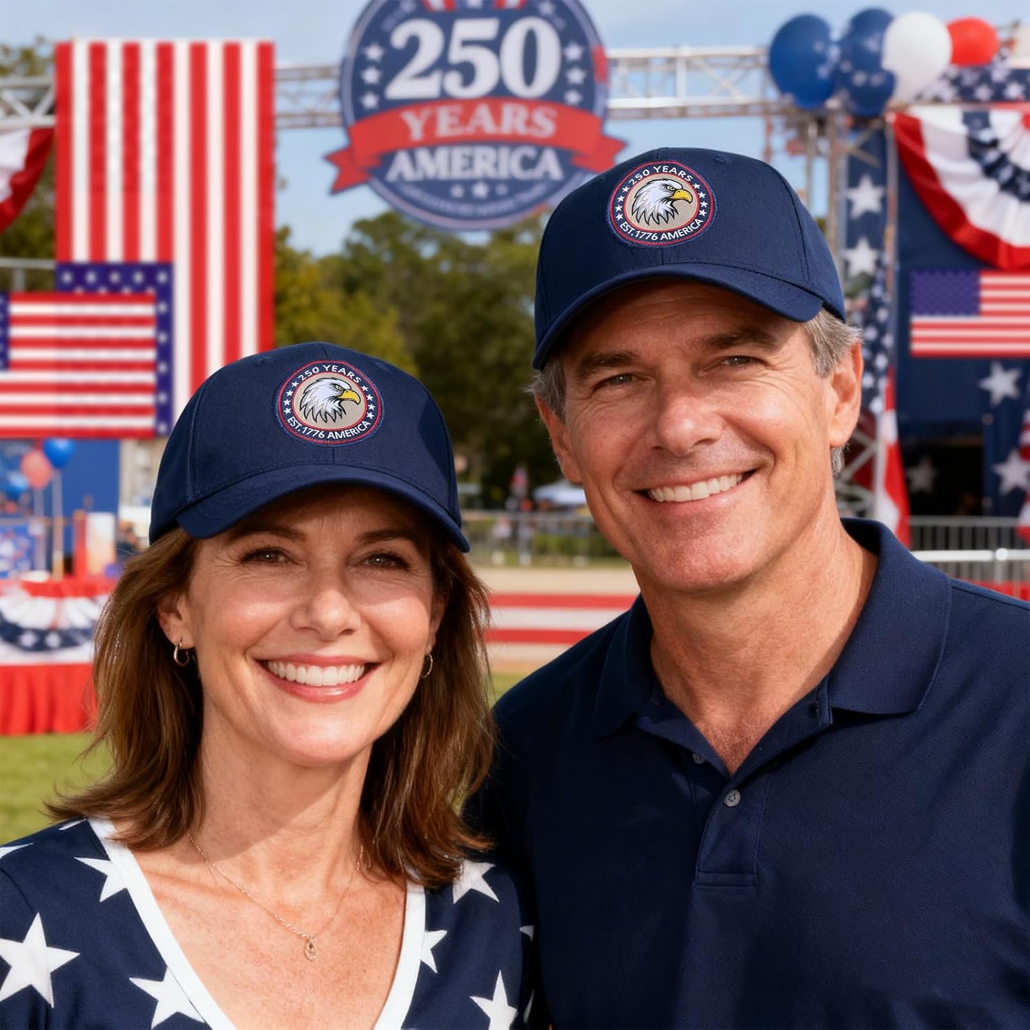 250th Anniversary USA Hat, Adjustable 250 Year American Anniversary Hat,Patriotic Baseball Cap Blue - Image 5
