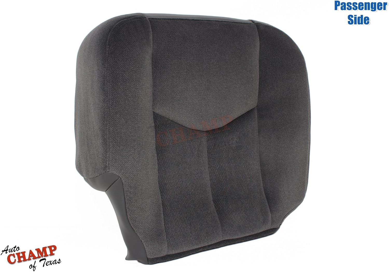 Passenger-Side Bottom Cloth Seat Cover Compatible with 2003-2007 GMC Sierra 1500, 2500, 3500 - Very Dark Pewter Dark Gray