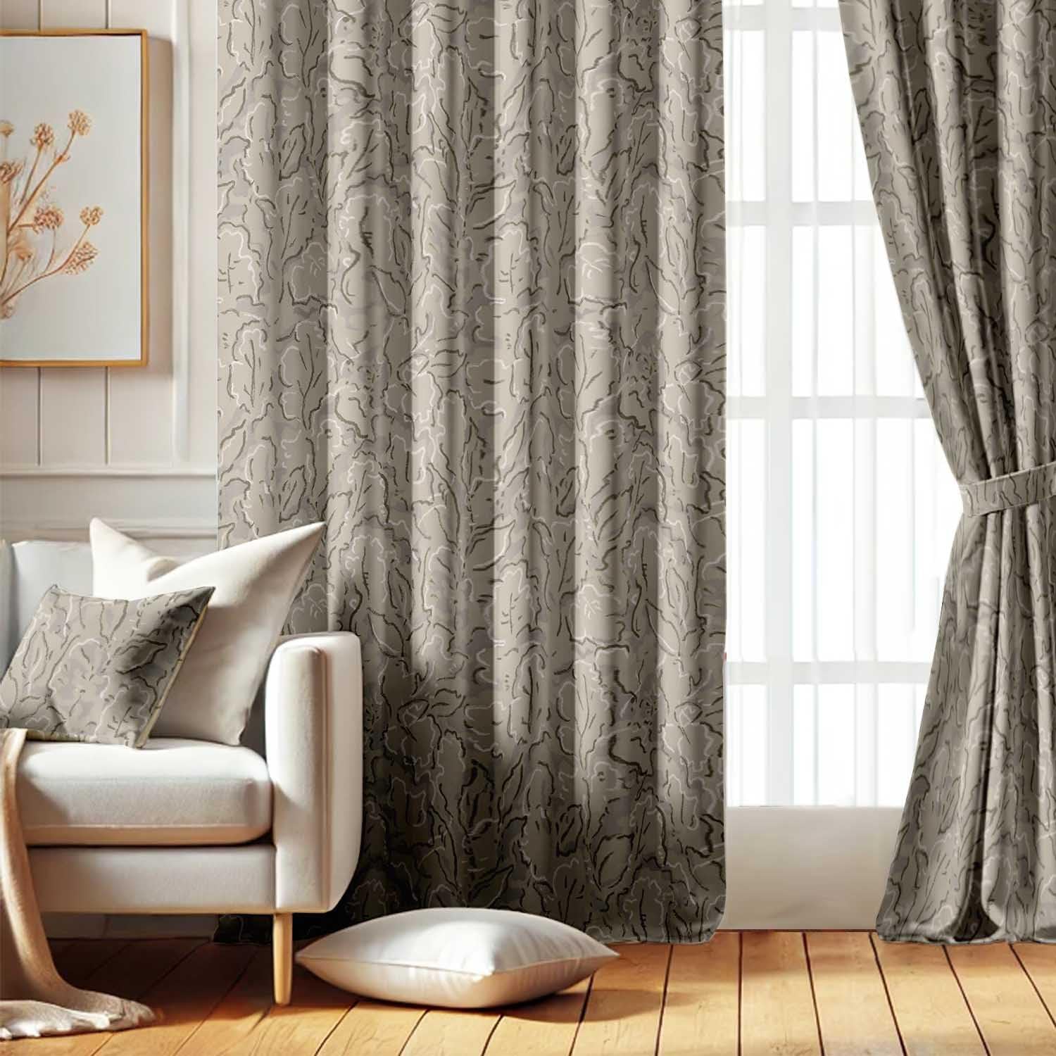Printed Blackout Curtains - Green Marble Texture Design, Set of 2 Panels, 42 x 63 Inches - Room Darkening, Thermal Insulated Window/Door Drapes with Grommets