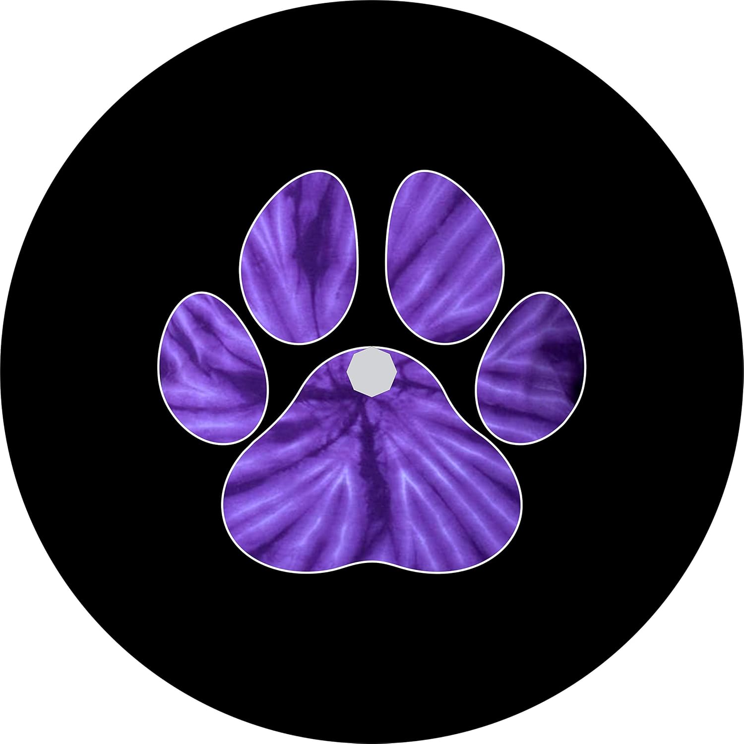 TIRE COVER CENTRAL Pet or Dog Paws Purple tie dye Spare Tire Cover (Select tire Size/Back up Camera Option in MENU) Custom Sized to Any Make/Model(245/75r17 Centered Back up Camera)