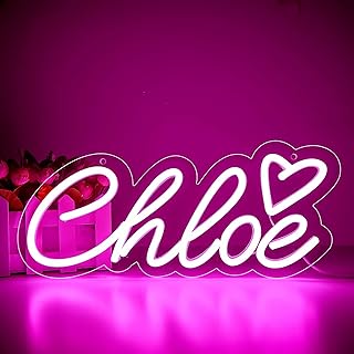 Large Chloe Name Neon Sign for Wall Decor,LED Chloe Name Neon Light for Kids Bedroom,Chloe Birthday Party Decoration,Neon Sign Customizable,Choice for Girl,Size 13.4 * 5.9 inches(JTLD090)