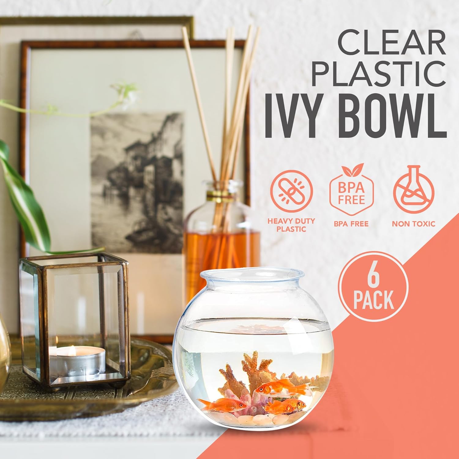 18 Pack Plastic Ivy Bowls - 16.9 Oz Fish Bowls Fo Dink