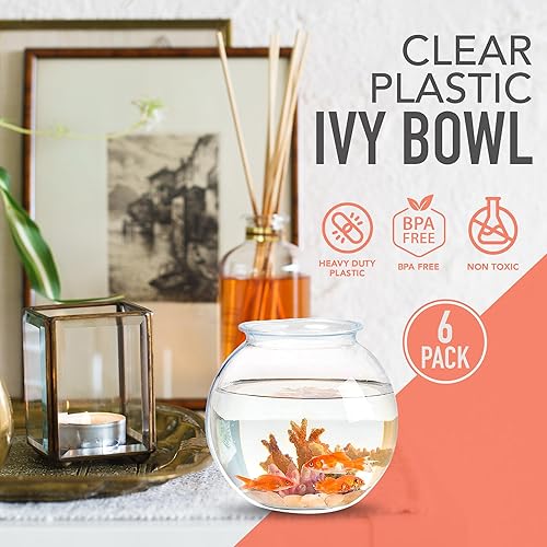 Miniatura 5 de Tazones de pescado para bebidas, paquete de 6, 16 onzas, pequeños cuencos de hiedra de plástico sin BPA para manualidades, mini cuencos de pescado