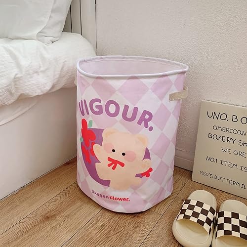 plplaaoo Cesta de lavandería plegable cesta redonda impermeable cesta de lavandería con dibujos animados plegable impermeable de gran capacidad para