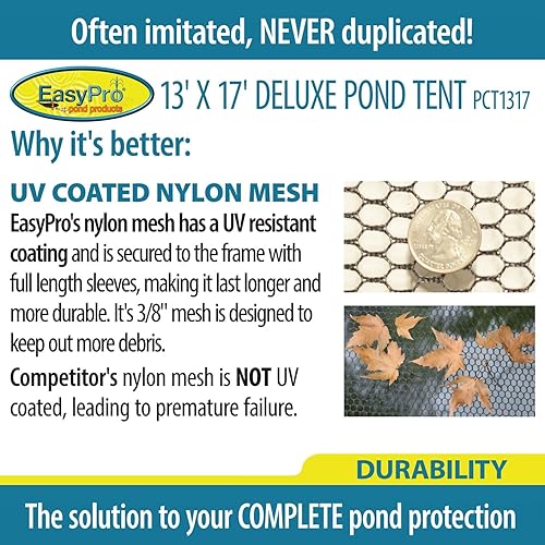 Miniatura 2 de EasyPro PCT1317 Carpa Domo de Red Protectora Deluxe de Servicio Pesado para Estanque y Jardín  13 x 17 pies  Malla de 38 pulgadas  Protección contra
