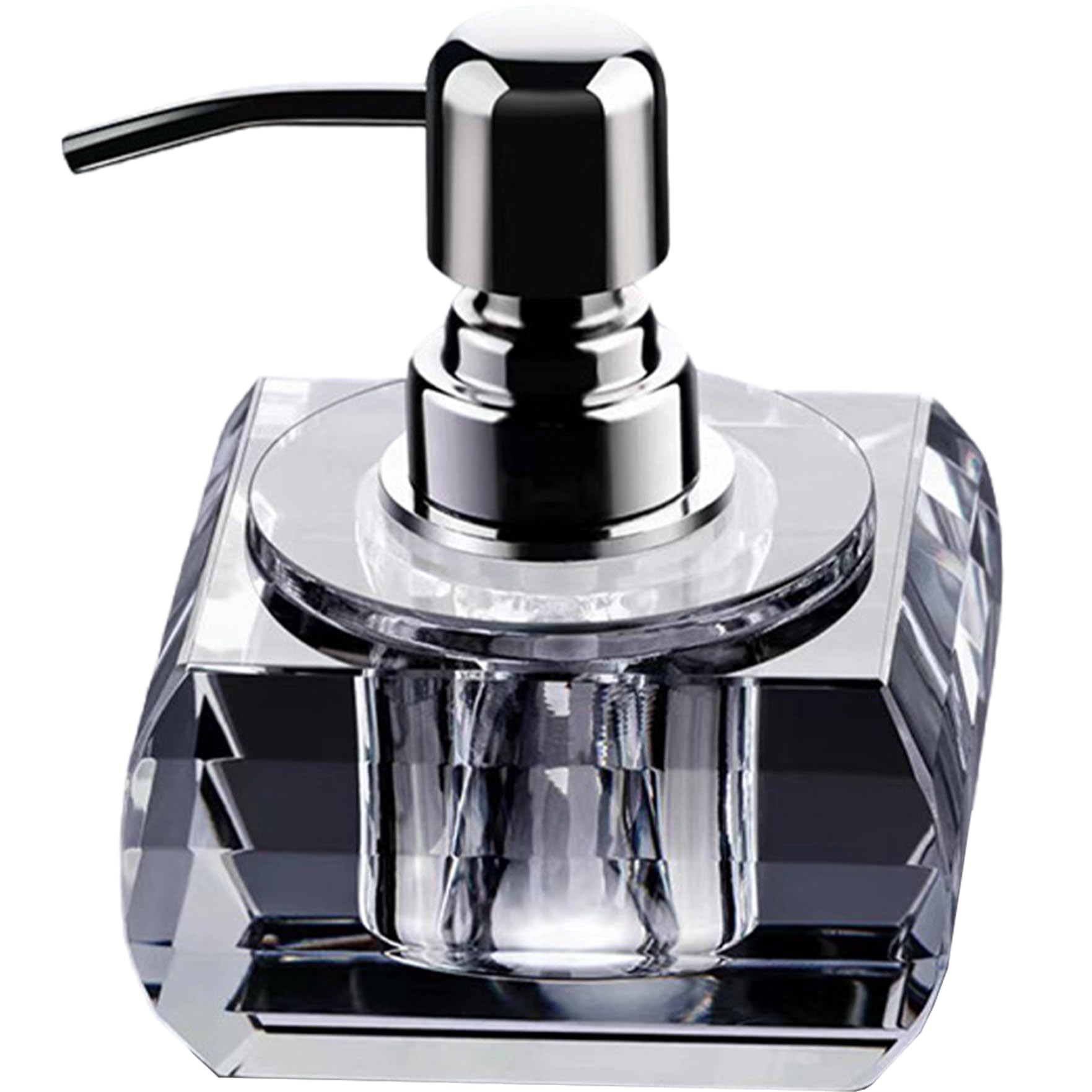 100 ml Seifenspender aus Glas mit Pumpe, 8, 9 x 8, 9 x 12, 4 cm, Kristall-Seifenspender mit Rutschfester Folie für Badezimmer