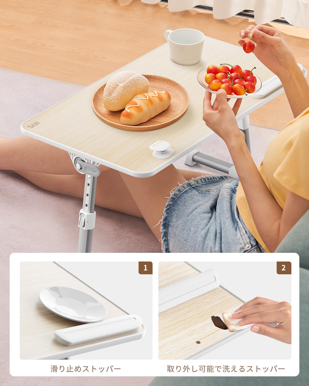Amazon.co.jp: SAIJI ベッド デスク 折りたたみテーブル ベッド