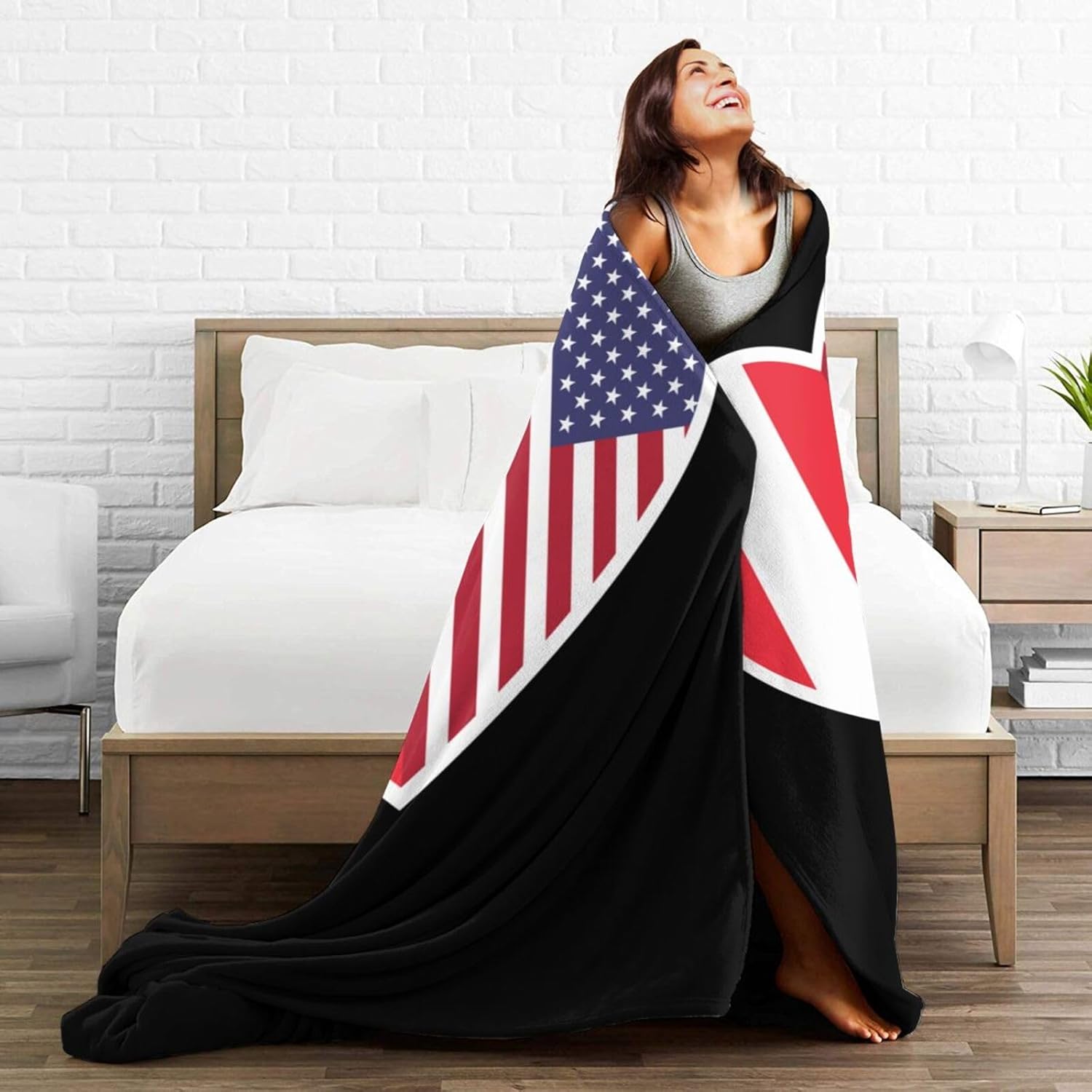 I Love America and Austria Throw Blanket for Couch Bed Sofa Soft and Comfortable Blankets 60"x50" Anti-Pilling Flannel Blanket