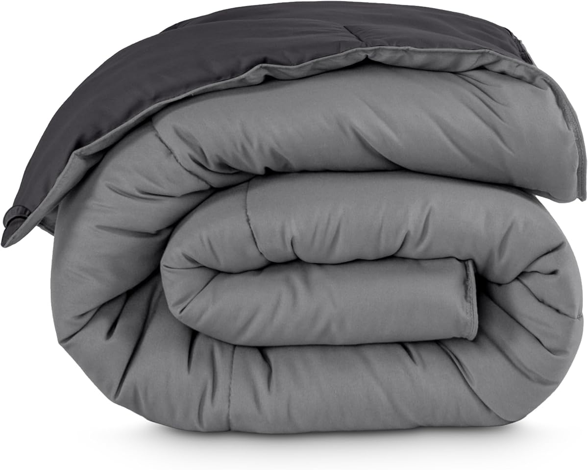 Bare Home Full Comforter - Reversible Colors - Goose Down Alternative - Ultra-Soft - Premium 1800 Series - All Season Warmth - Bedding Comforter (Full, Grey/Forged Iron Grey)