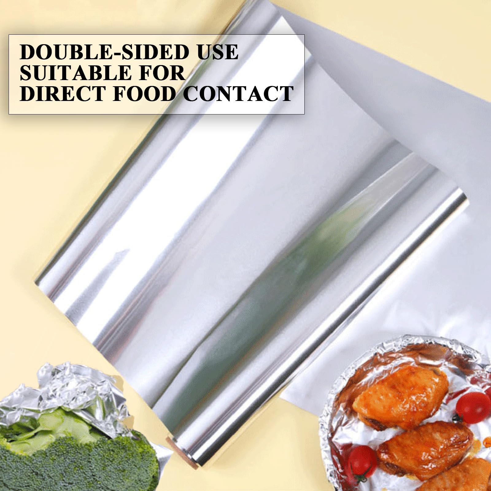 Papel de Aluminio para Alimentos, Hornear y Barbacoa – Conservación de Alimentos Frescos, Apto para Congelador y Parrilla – Ideal para Paquetes de Aluminio y Cocina Casera, Fácil (Size:38CM*20μm*150M)