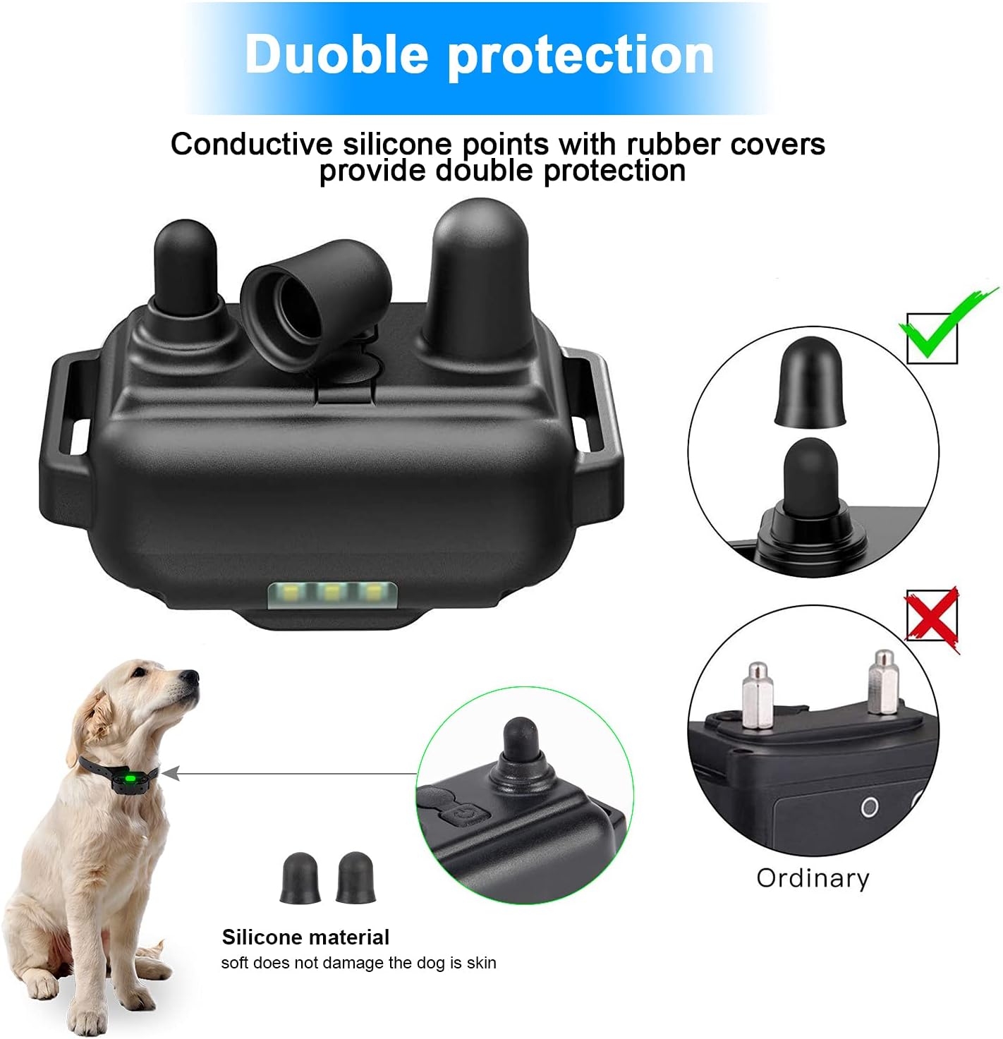 Dog Training Collar Shock Collars for Dogs with Remote 2600 Ft Remote Control Range 4 Modes Beep Vibration Shock Built-in Bright Led Light Rechargeable Waterproof (Black, for 3 Dogs)