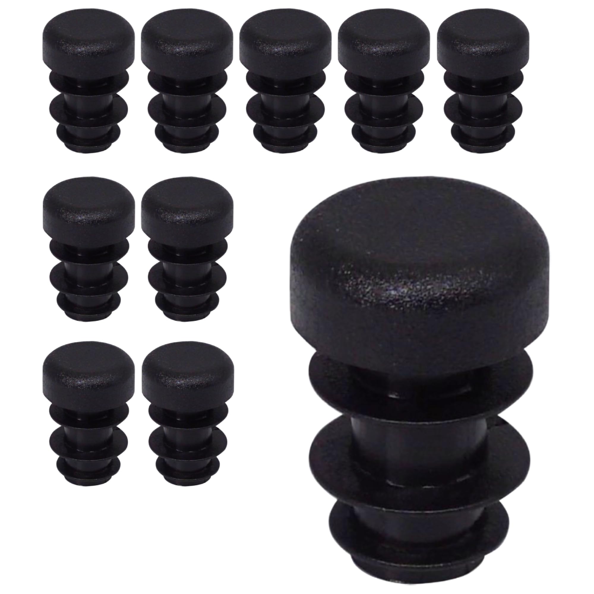 SKIR'CO (10 pcs) Round Tube Inserts 10 mm, Fence Post Plugs, Black Plastic Tube End Caps, Pipe Plugs, Black RAL 9005