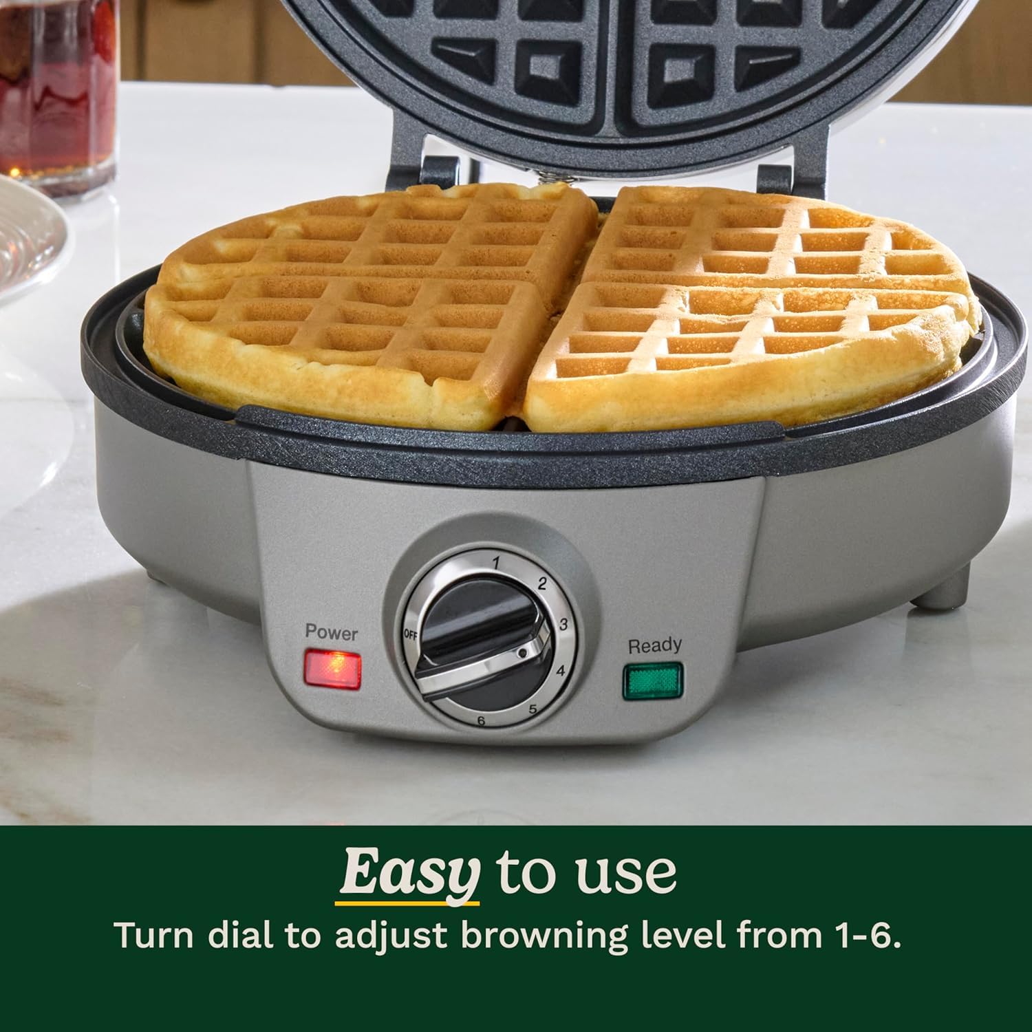 Cuisinart, Máquina de gofres belga de 4 rebanadas, redonda, WAF-200NAS