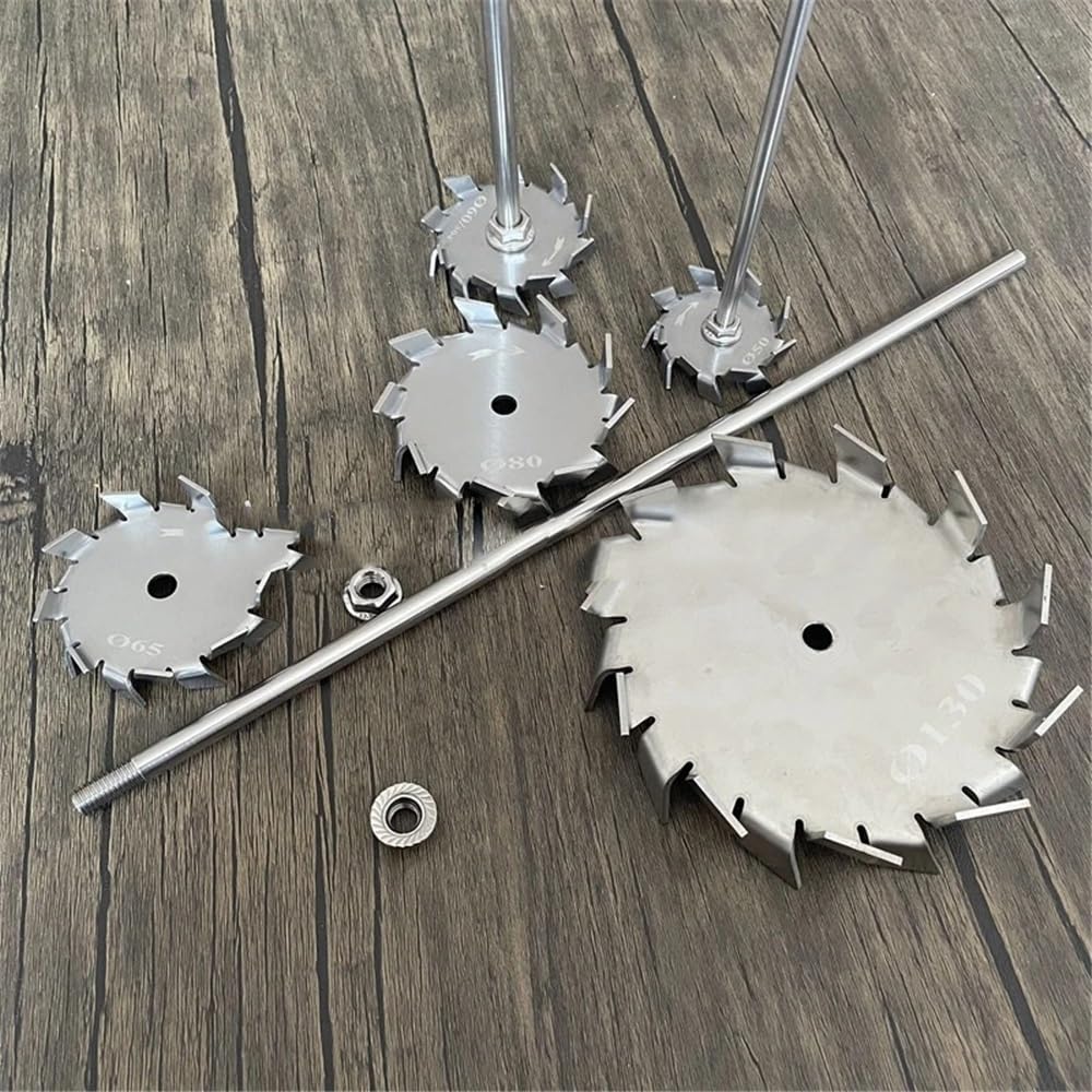Agitatore seghettato in acciaio inossidabile, Agitatore con disco a dispersione a dente di sega in acciaio inossidabile 304, dimensioni multiple(8x250mm rod)
