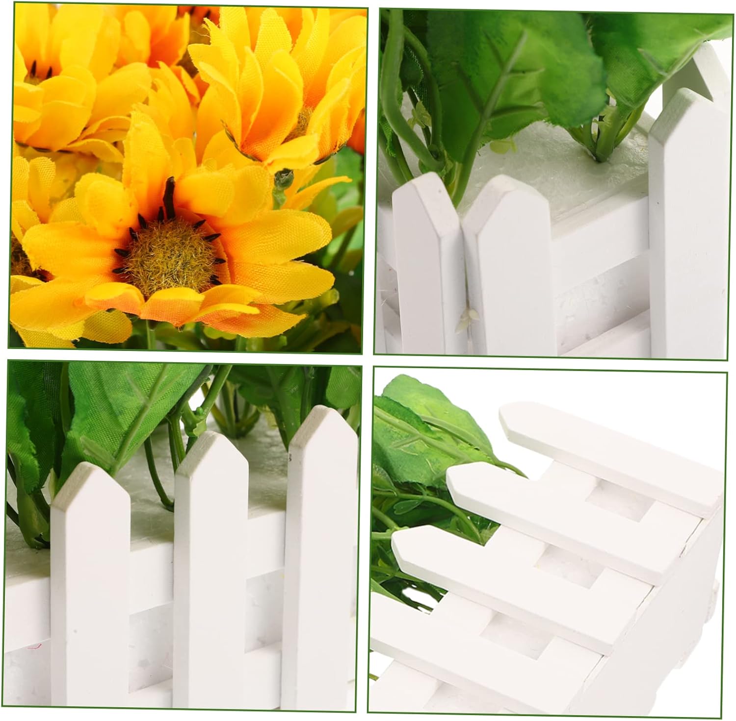 Artificial Sunflower Plant with Fence Pot for Classroom Corner Decor Fake Potted Sunflower Arrangement for Home Office and Tabletop Decoration