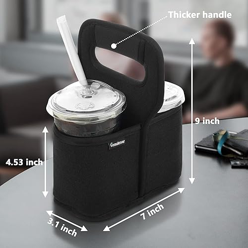 Miniatura 2 de Portavasos con asa, soporte reutilizable para tazas de café para bebidas calientes o frías, contenedor para botellas de agua con divisores