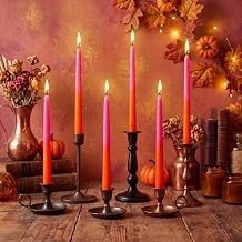 Photect 6 Pcs Pink and Orange Taper Candles, 10" Gradient Decorative Candle