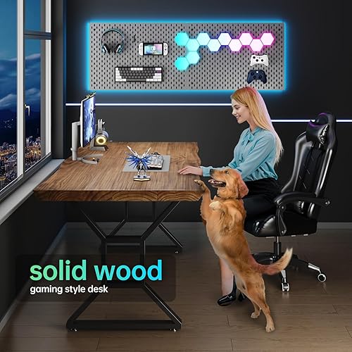 Miniatura 6 de Escritorio de computadora de madera maciza simple y moderno, de 55 pulgadas, grande, largo, para estudio, mesa de comedor para oficina en casa