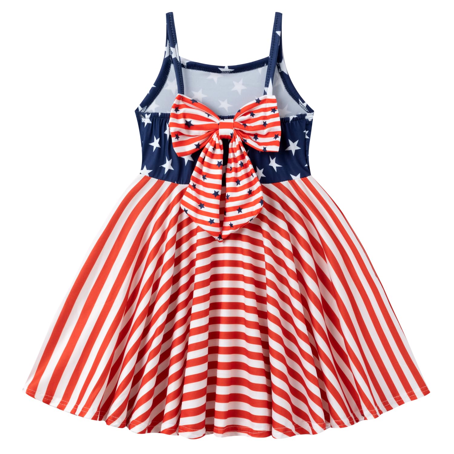 Geoyune Girls Fourth of July Outfit Toddler American Flag Dress Stars Stripes Swing Sleeveless Dresses 2-7 Years