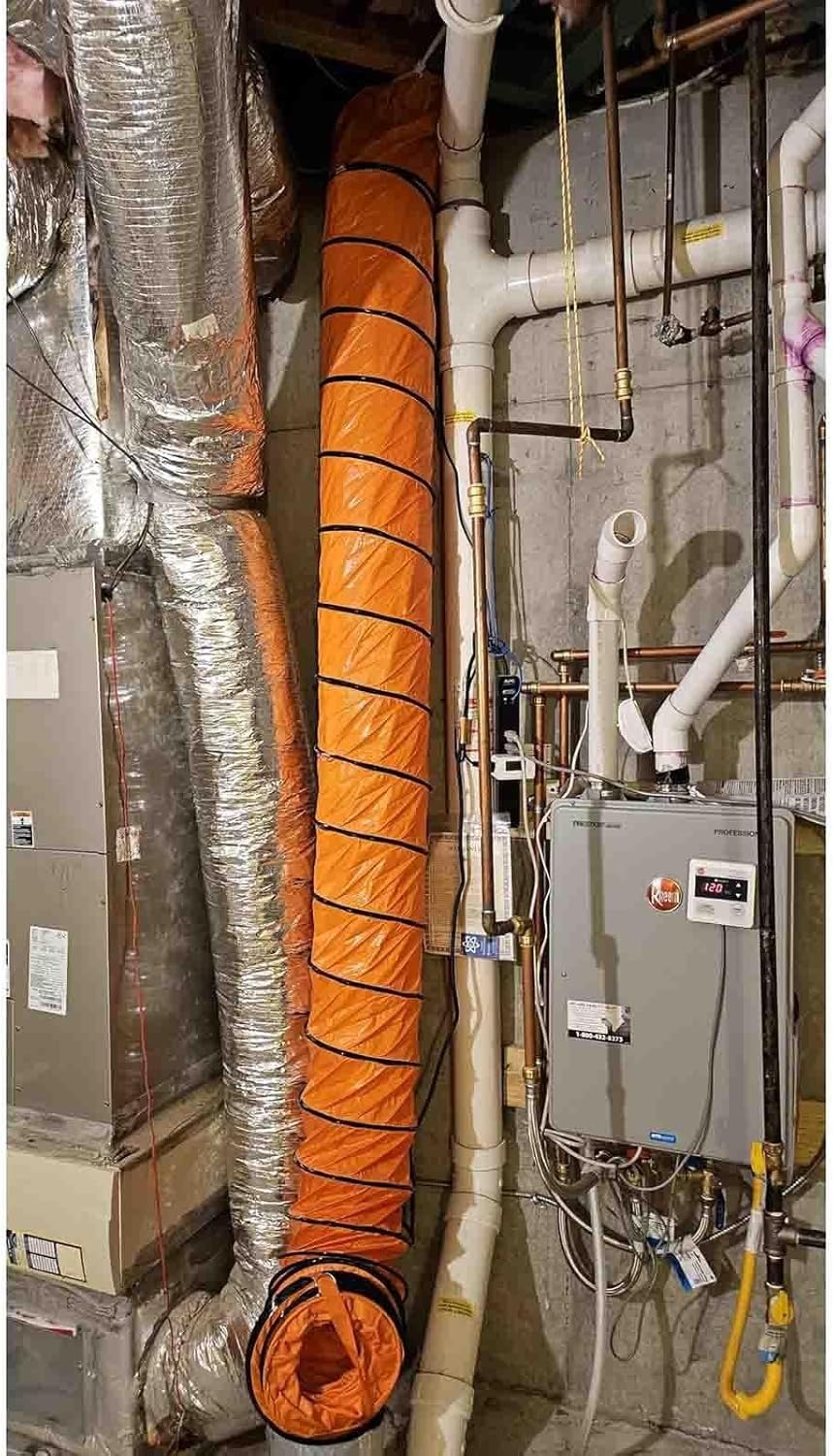 Conduit de ventilateur en PVC flexible de 5m (Ø 150 mm) avec crochet en S pour extraction d'air
