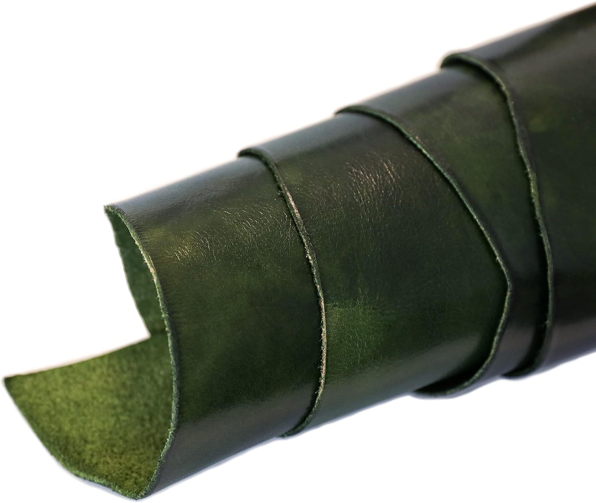 Time Resistance Full Grain Vegetable Tanned Tooling Leather Square 1.2-1.6mm (3-4oz) Thick Pre-Cut Cowhide Leather Sheet for Leather Crafting (12 x 24 in, Green)