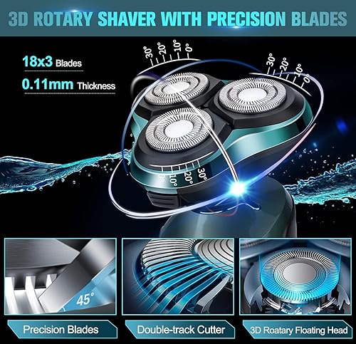 Miniatura 3 de Electric Razor for Men, Electric Shavers for Men's Faces, 3D Rotary for Shaving with Nose Trimmer, Wet/Dry Mens Shaver, Waterproof Mens Razors for