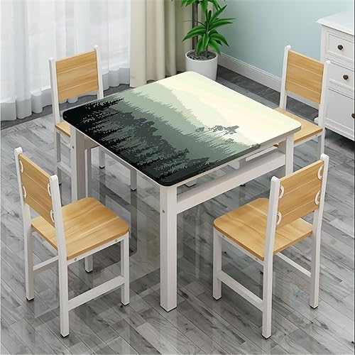 Miniatura 4 de Mantel cuadrado de paisaje, panorama del valle y bosque brumoso de pinos elástico, se adapta a mesas de 40 x 40 pulgadas, para restaurantes, picnic,