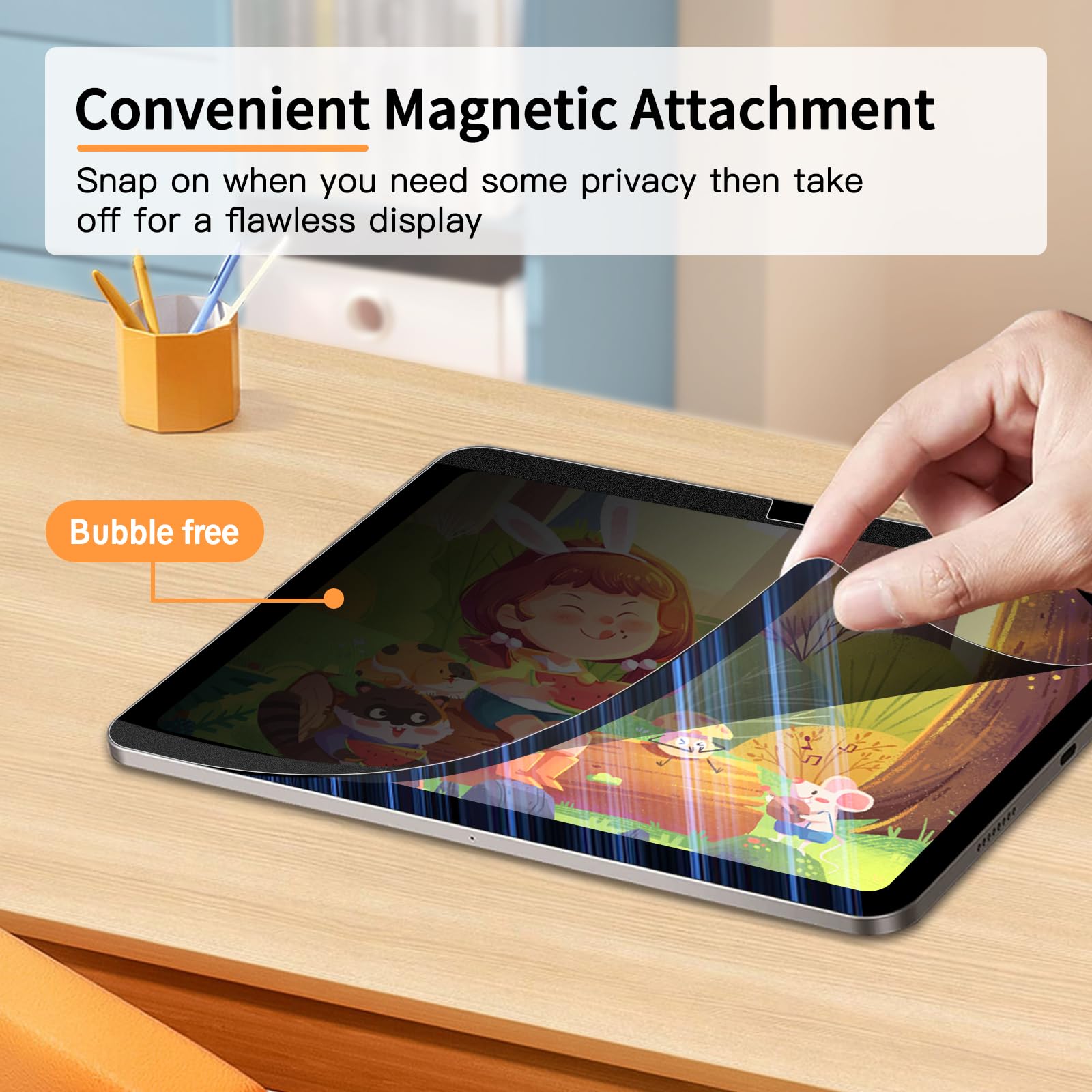 LUSA DESIGN Screen Protector for iPad Pro 13 Inch (2024 M4), Removable Magnetic Privacy Screen Film with 30-Degree Anti-Spy Privacy Filter, Detachable and Reusable,Matte Finish Compatible with Face ID