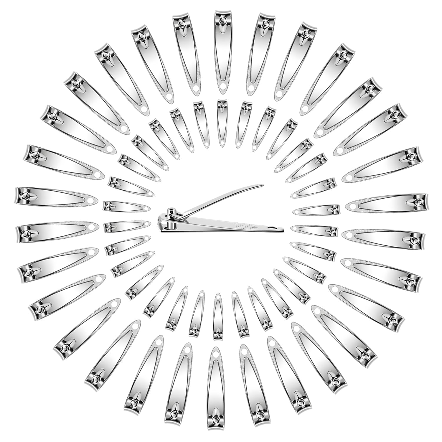 120 Pieces Nail Clipper Set Flat Toenail Clippers Stainless Steel Fingernails Manicure Pedicure Sturdy Silver Small Trimmer Portable