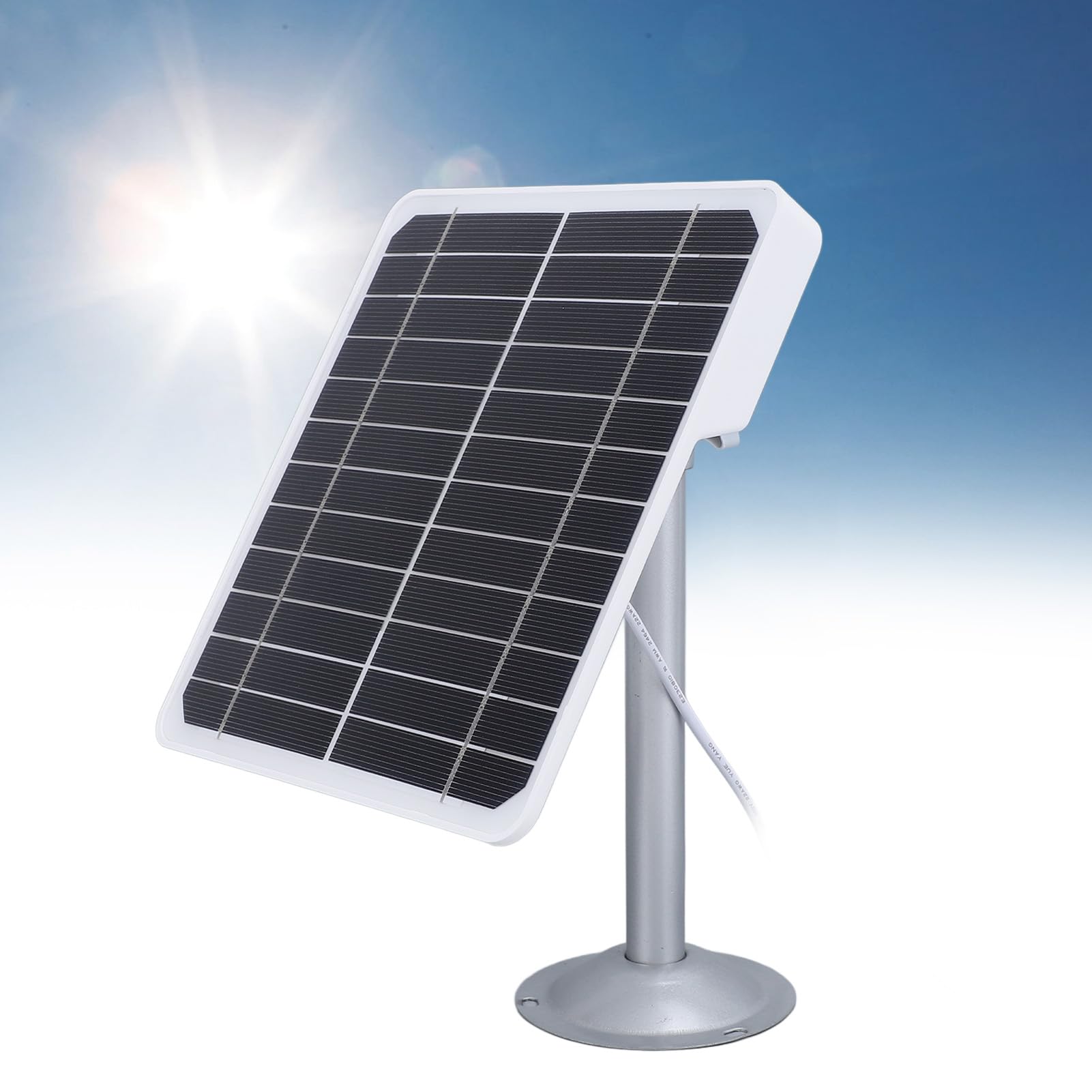 Panneau Solaire pour Caméra, Panneau Solaire Monocristallin 20 W 5 V avec étanchéité IP68, Haute efficacité pour Caméras de sécurité, Mangeoires pour la Faune, Câble de pour une