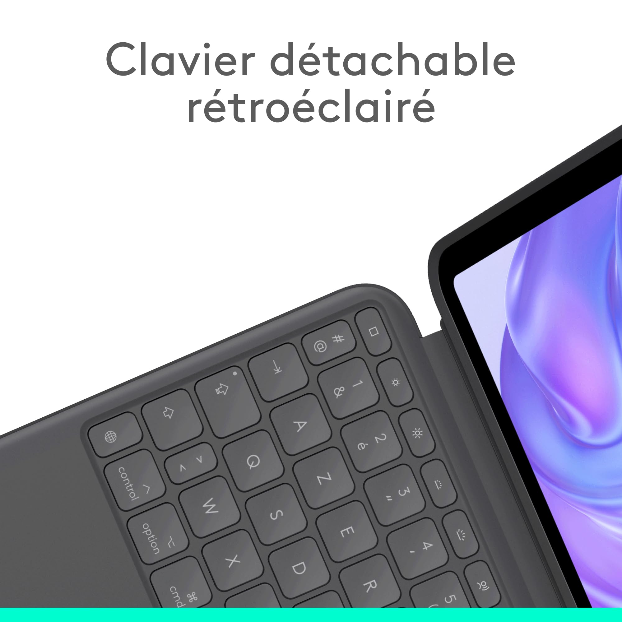 Logitech Combo Touch, étui Clavier pour iPad Pro 11 Pouces (M4 et M5)(2024 et 2025), FRA AZERTY, rétroéclairé Amovible avec Support, Saisie Confortable, Mode Multi-Usage - Graphite