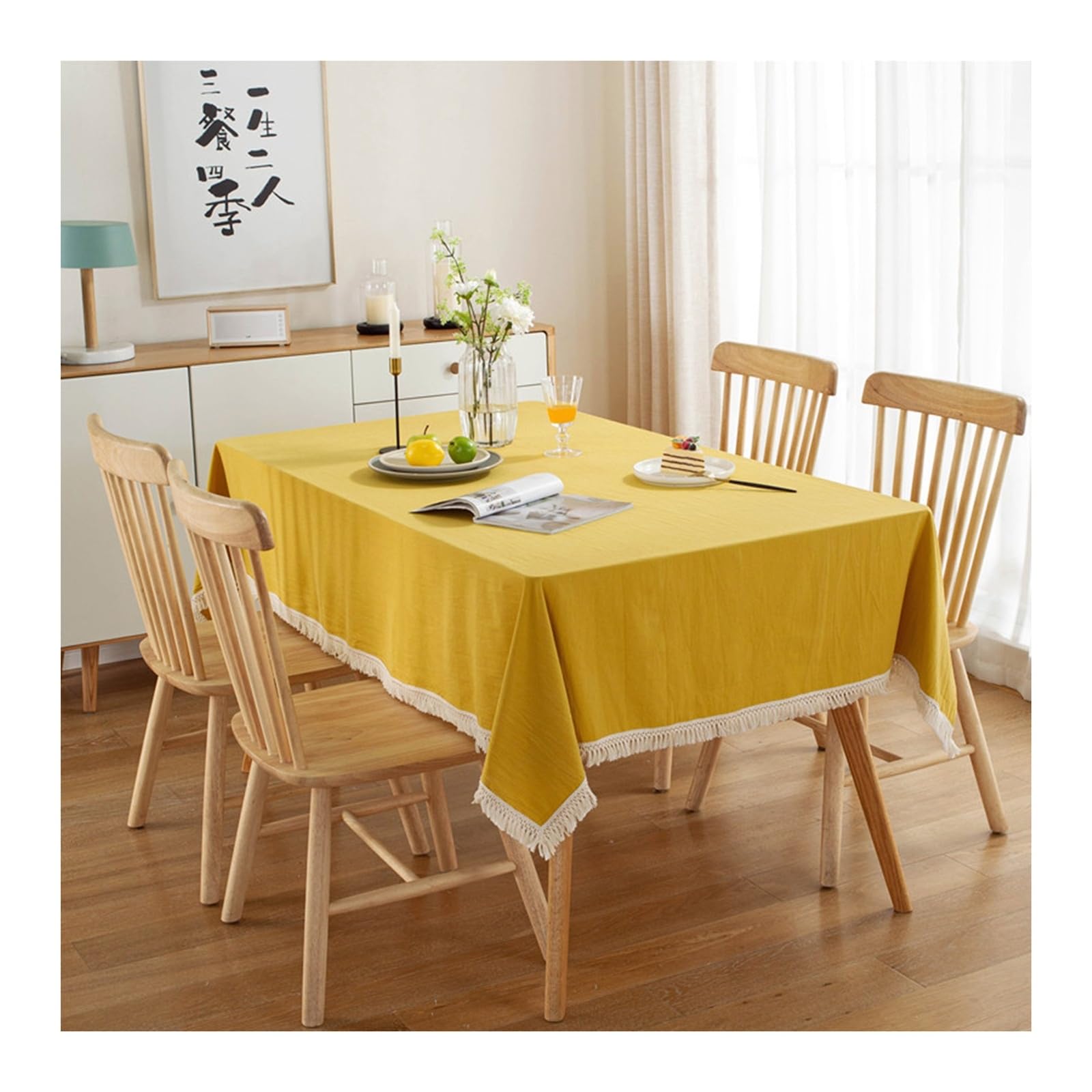 Nappe anti-tache lavable jaune en coton pour éliminer les corvées de lessive