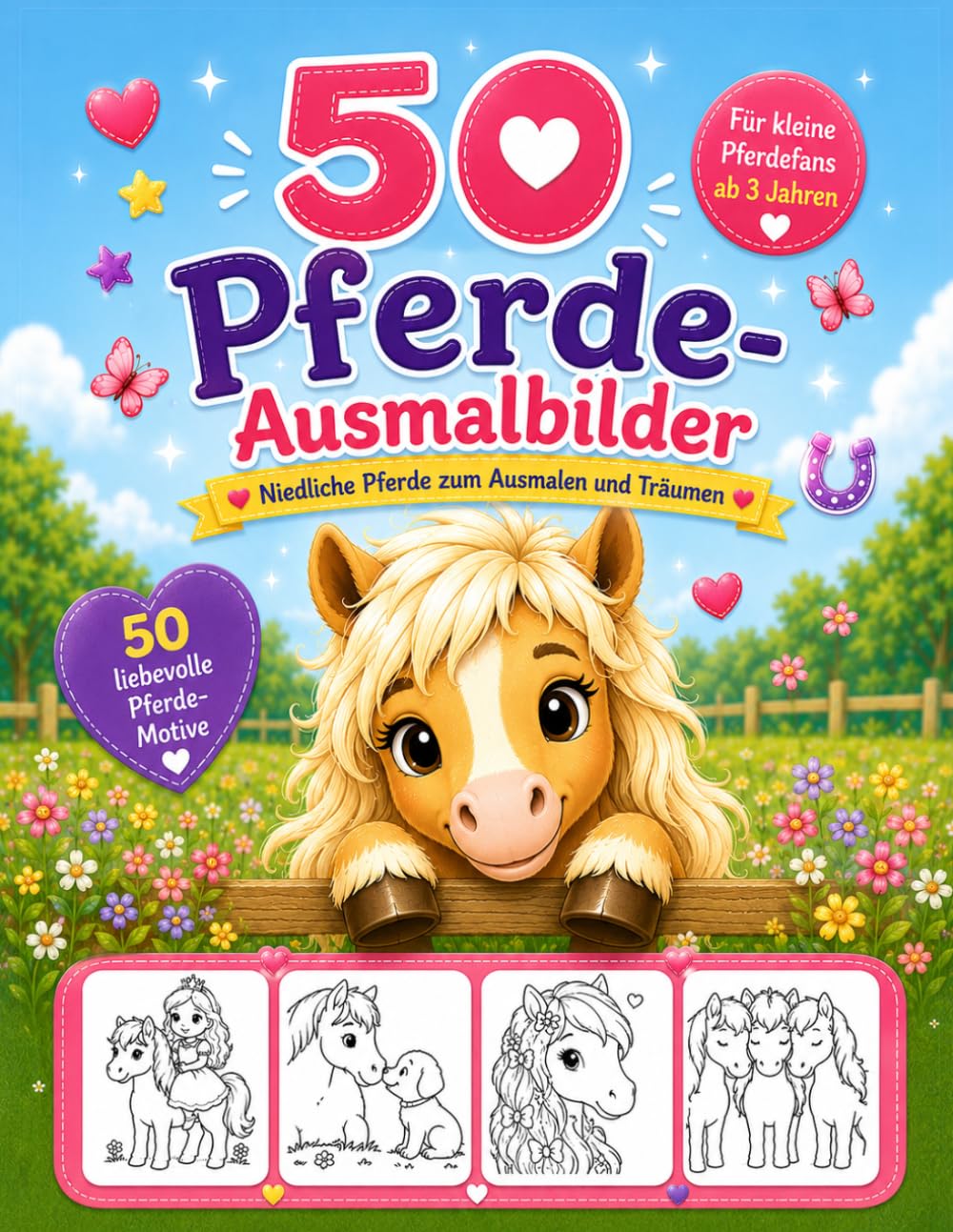 50 Pferde Ausmalbilder Ausmalbuch: Niedliche Pferde zum Ausmalen und Träumen