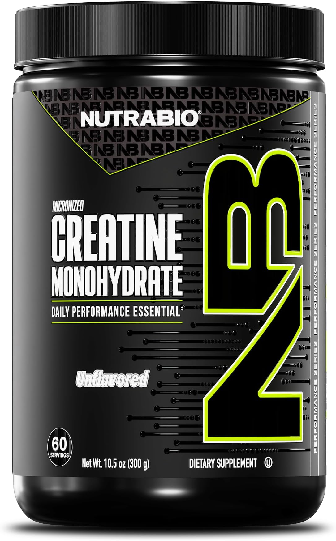 NutraBio Creatine Monohydrate - Pure Grade - Supports Muscle Energy and Strength - (300 Grams) - Unflavored, HPLC Tested (300g)