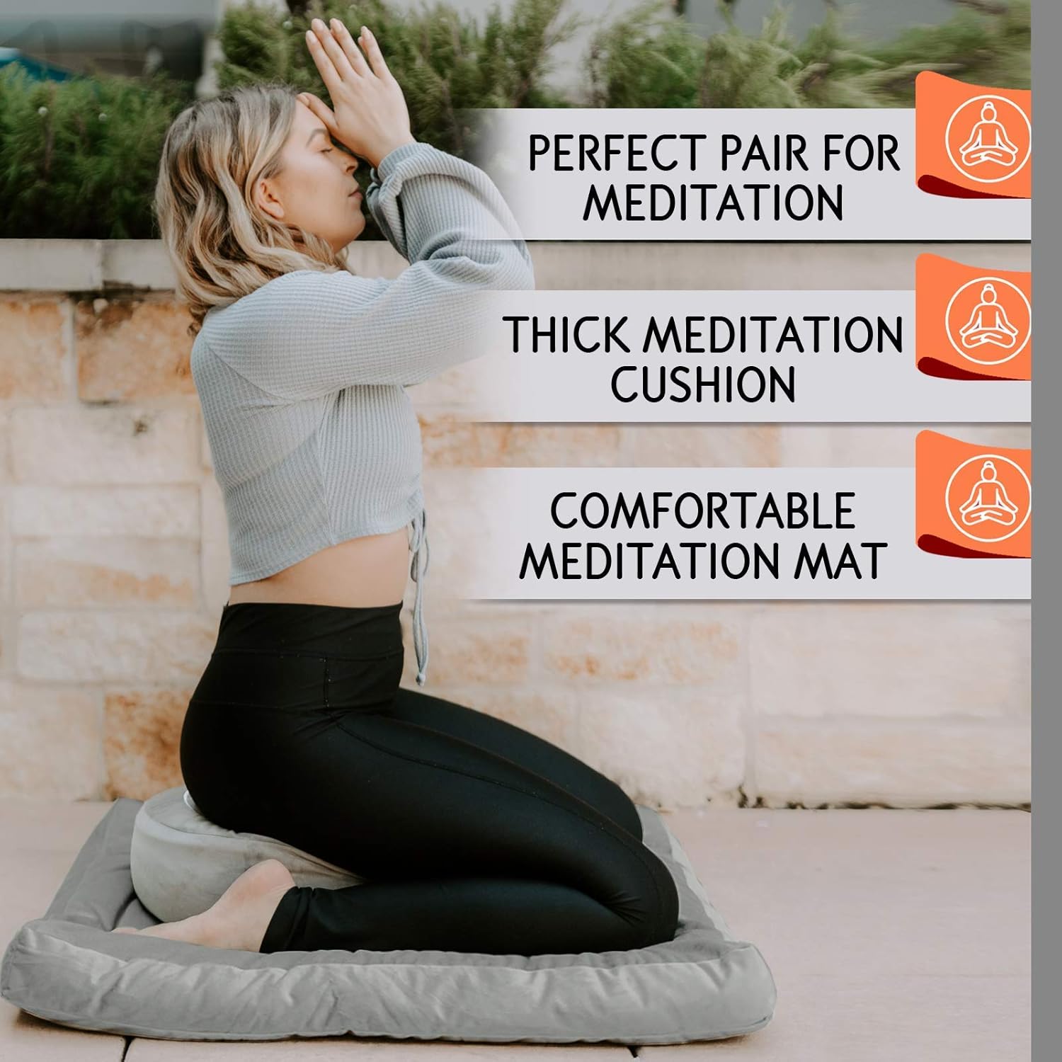 Florensi Meditation Cushion & Zabuton Meditation Mat Bundle- Premium Velvet Meditation Pillow for Women and Men,Washable Cover, Buckwheat Round Floor Pillow & 100% Cotton Square Floor Cushion : Home & Kitchen