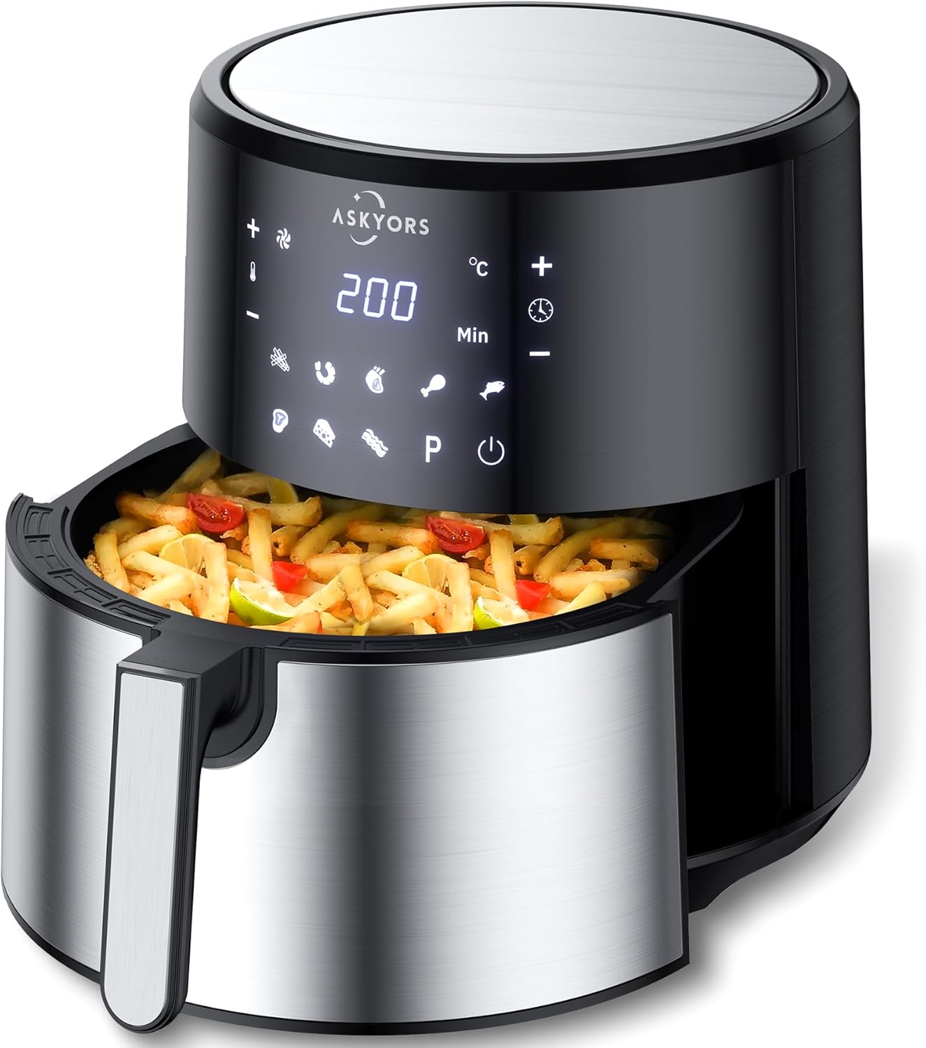 Friggitrice ad Aria 8 Litri, Askyors Air Fryer XXL con 8 Programmi, 1700W Friggitrice Senza Olio per 6-10 Persone, Friggitrice con Controllo Touch, Temperatura Regolabili da 80 a 200ºC, 32 Ricette Friggitrice ad Aria 8 Litri, Askyors Air Fryer XXL con 8 Programmi, 1700W Friggitrice Senza Olio per 6-10 Persone, Friggitrice con Controllo Touch, Temperatura Regolabili da 80 a 200ºC, 32 Ricette